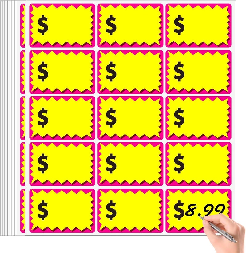 labelon 300 Pcs Removable Yard Sale Price Stickers, 2"x3" Self-Adhesive Price Tag Stickers for Garage Sale, Rummage Sale Price Labels for Retail, Flea Markets and Estate - Image 1